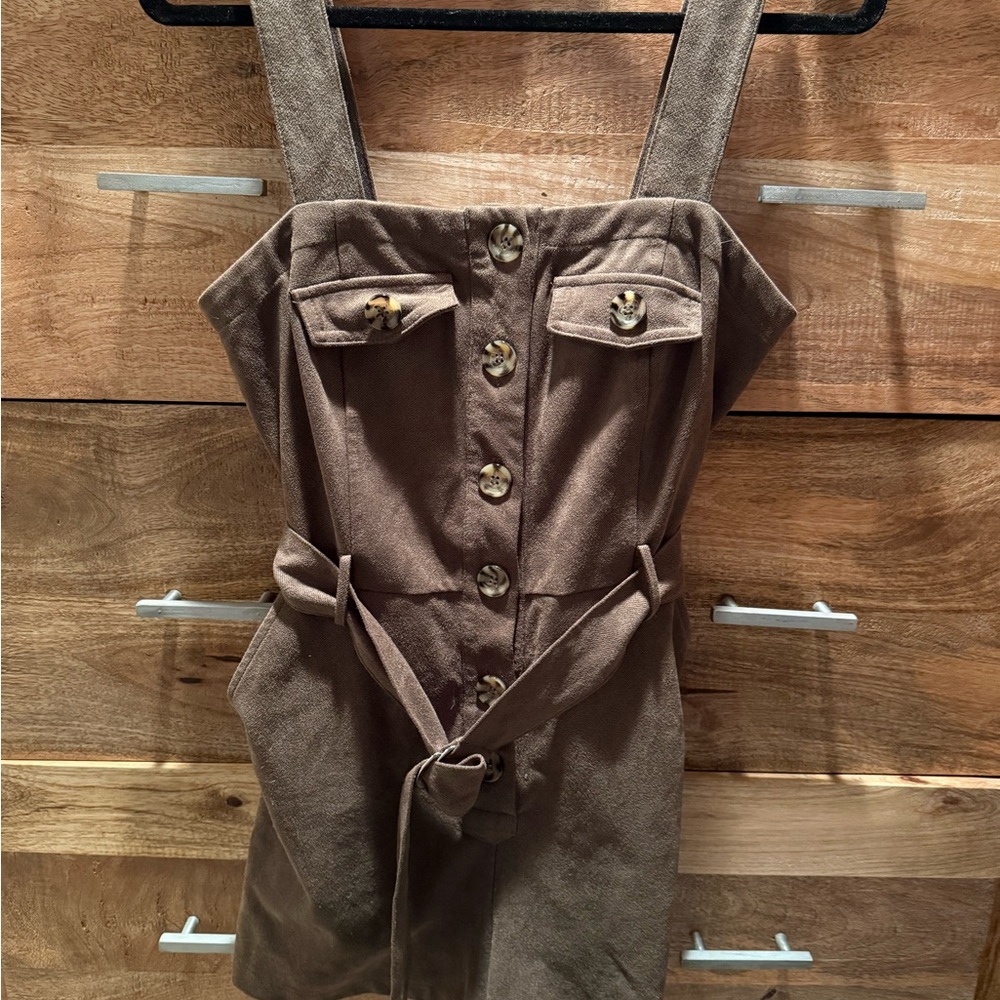 She + Sky Chocolate Button-Up Romper